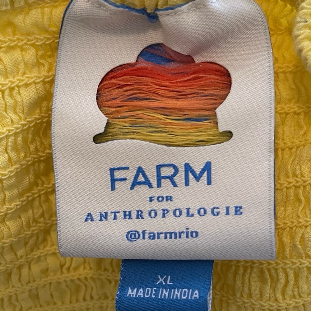 ❤️ Anthropologie x FARM Rio Yellow Ruffle Maxi Dress - Picture 8 of 13